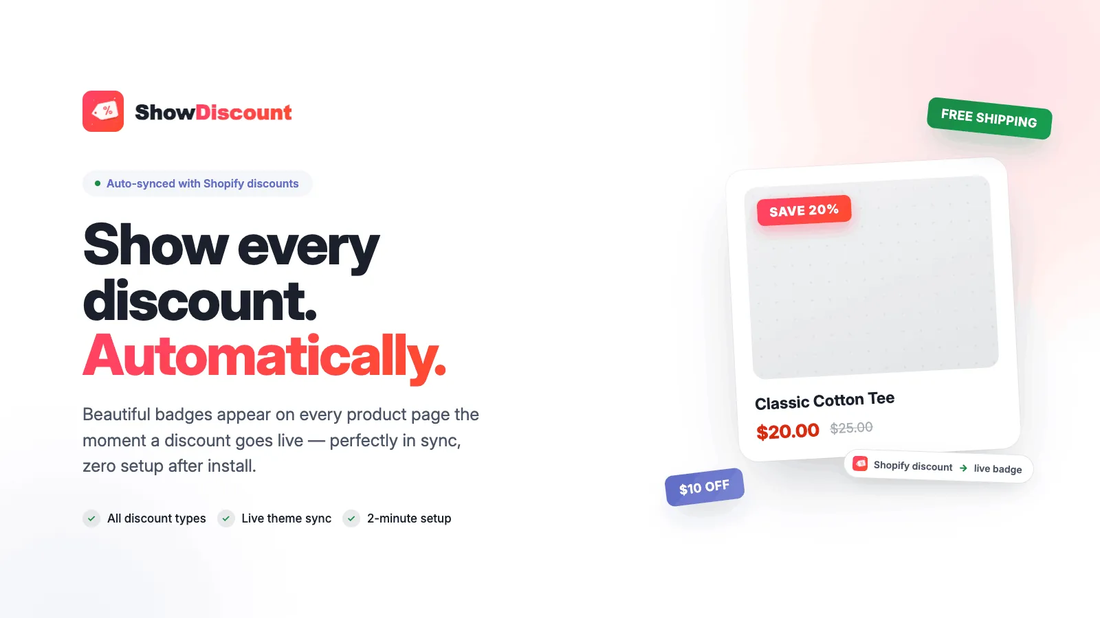 Show Discount on the Shopify App Store